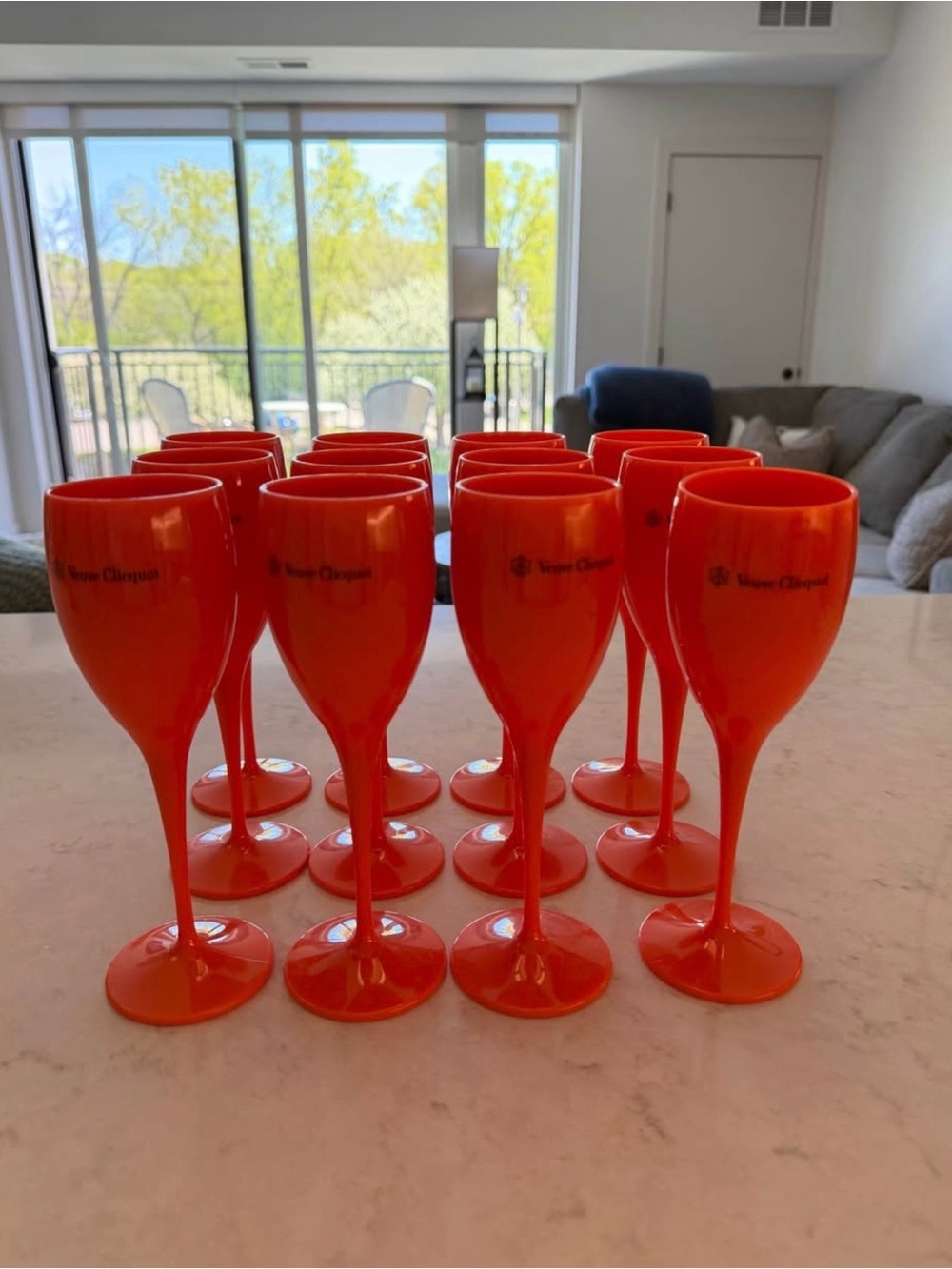 Veuve Clicquot Plastic Champagne Glasses - Set of 12